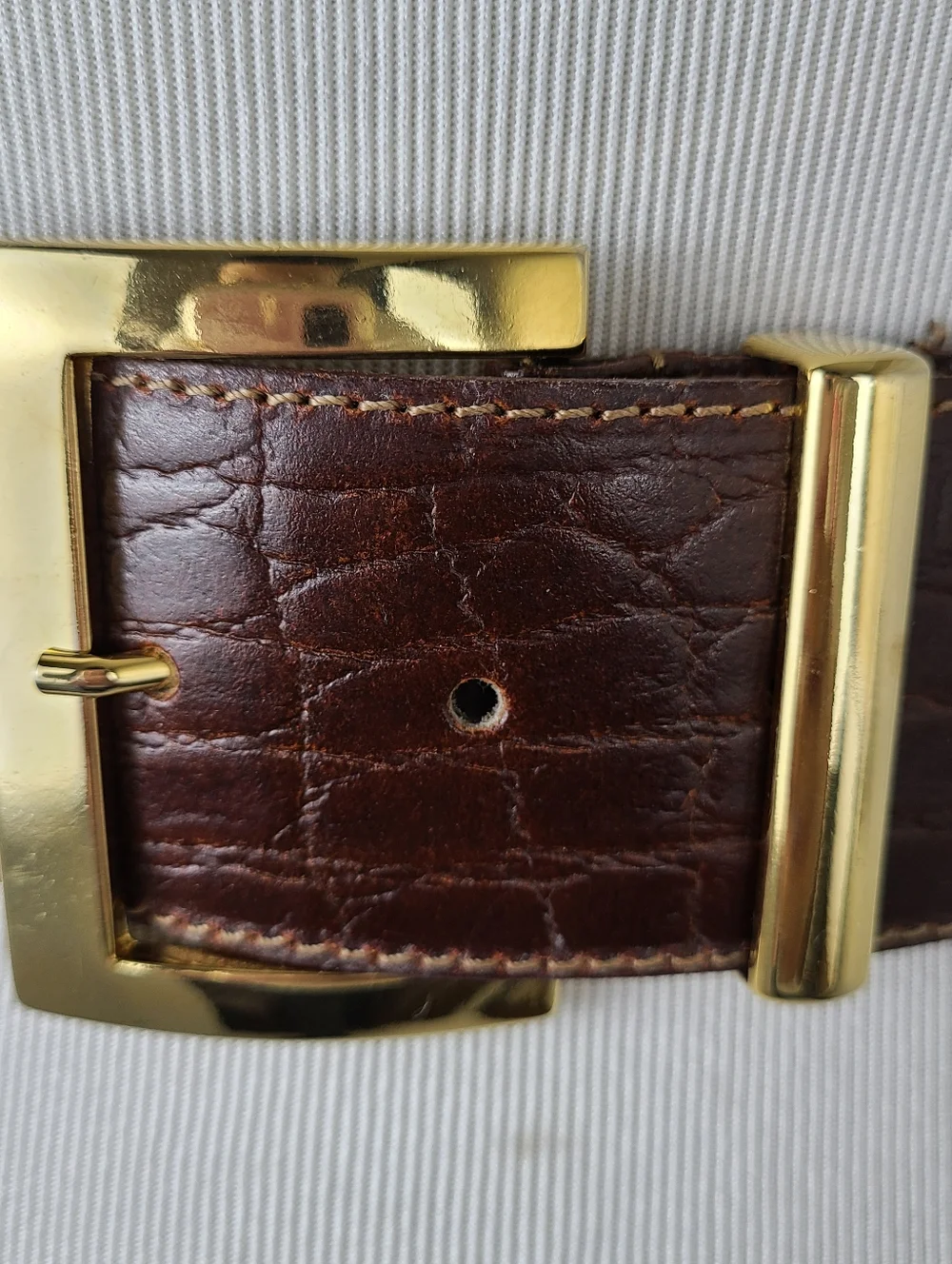 Express Compagnie Internationale Made In Italy Croc Print Vintage Leather Belt